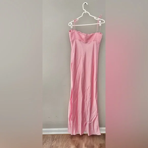NWT Anna October Tulip Satin Maxi Dress In Pink Size XL - Picture 4 of 10